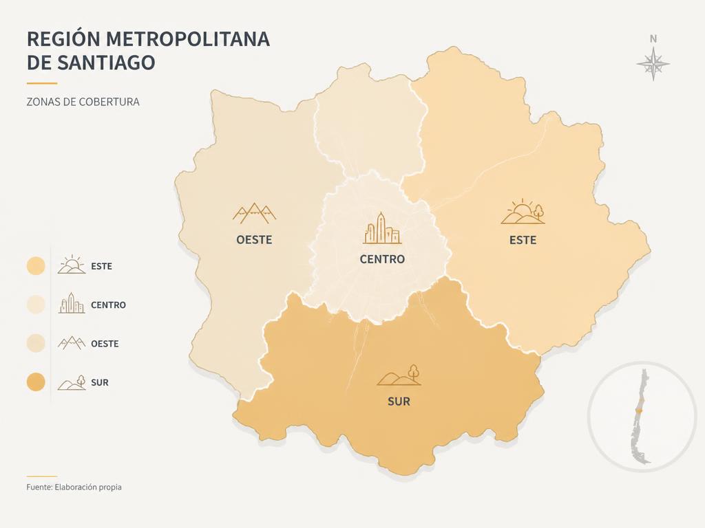 Mapa de cobertura de la Región Metropolitana de Santiago